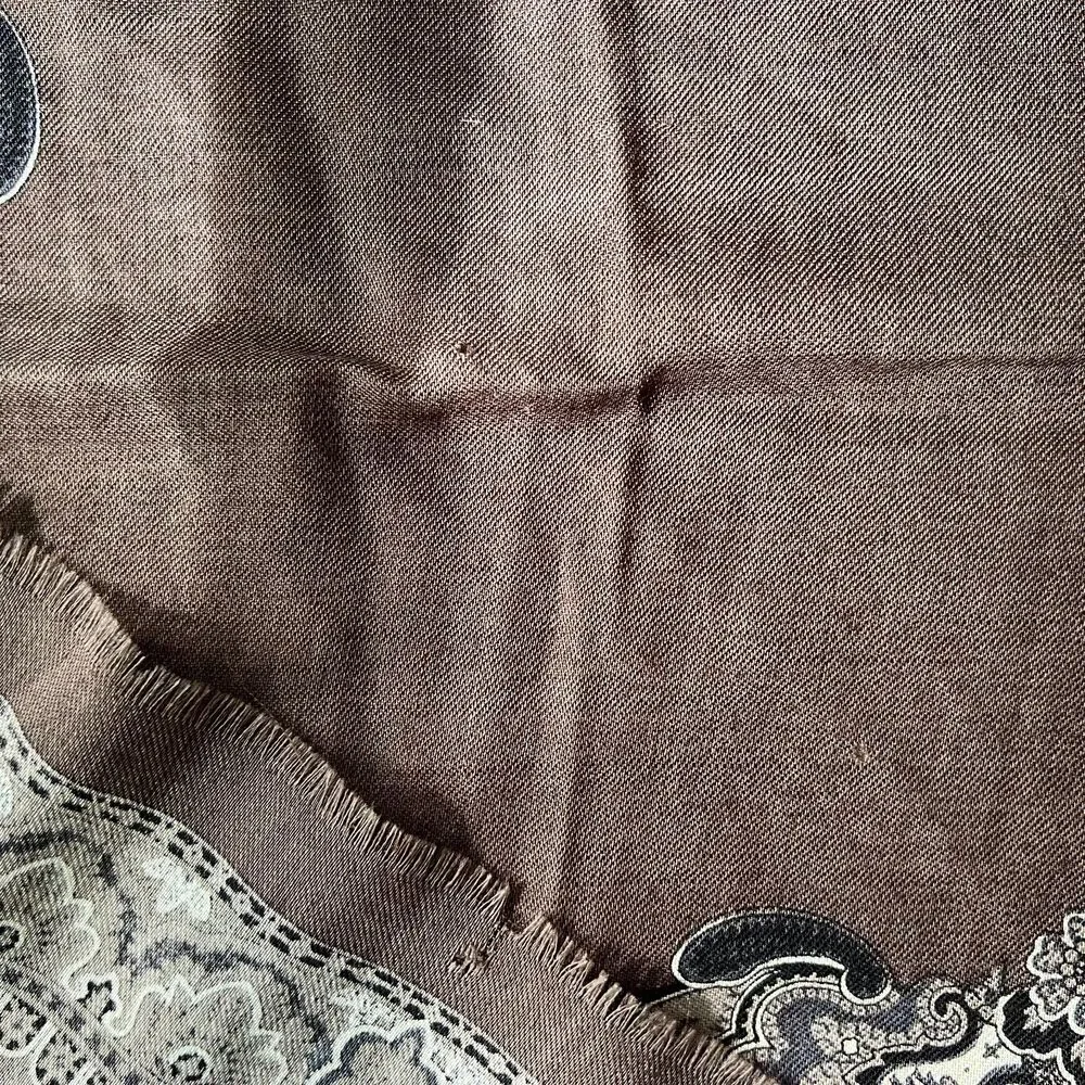 Taupe Paisley 100% Wool Scarf Wrap Shawl 35